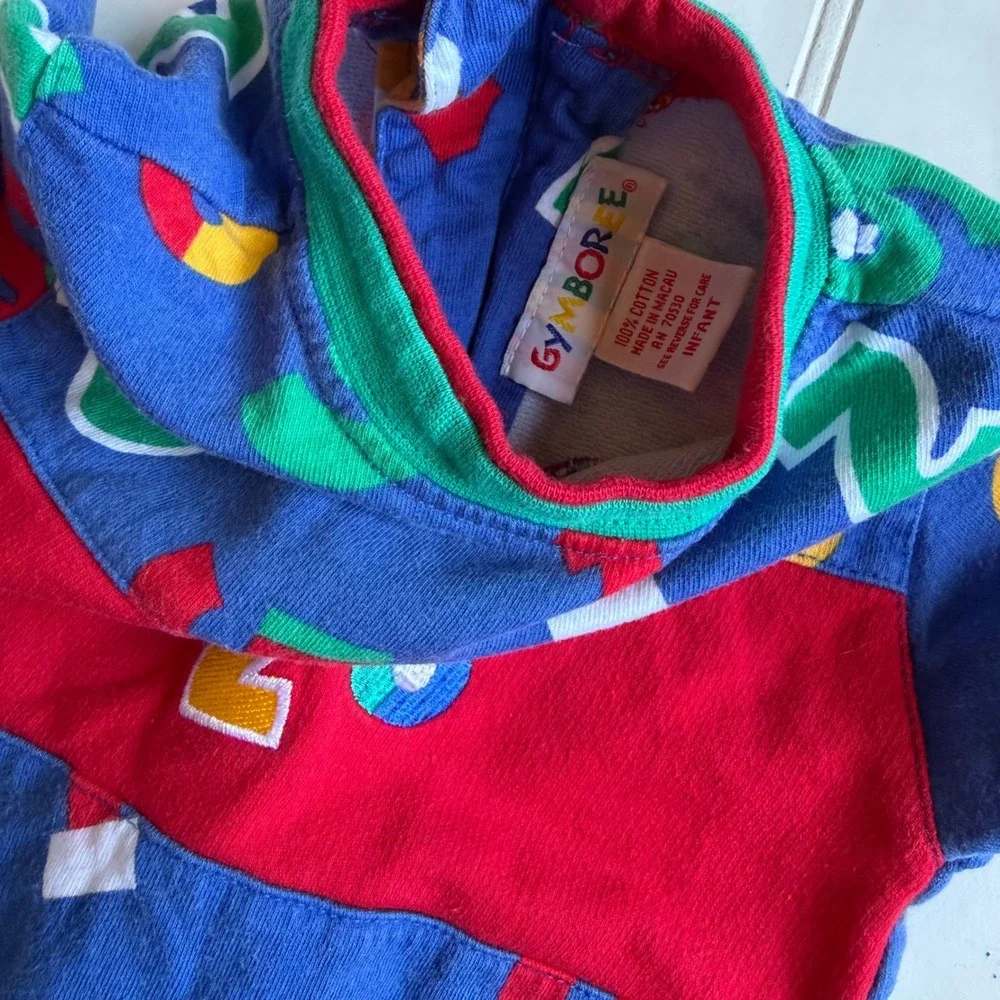 Vintage Gymboree 90s Primary Colors Number Print Cotton Romper Infant